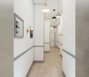 Прихожая-холл-коридор, дизайн проект, бра, светильники, картины, дизайн студия Васильевой Дарьи