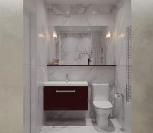 Ванная комната, дизайн проект, тумба с раковиной, зеркало, унитаз, полотенцесушитель, ванна, дизайн студия Васильевой Дарьи