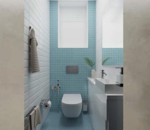 Ванная комната, дизайн проект, тумба с раковиной, зеркало, унитаз, гигиенический душ, дизайн студия Васильевой Дарьи