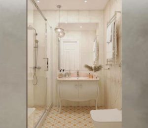 Ванная комната, дизайн проект, тумба с раковиной, зеркало, душевая, полотенцесушитель, дизайн студия Васильевой Дарьи