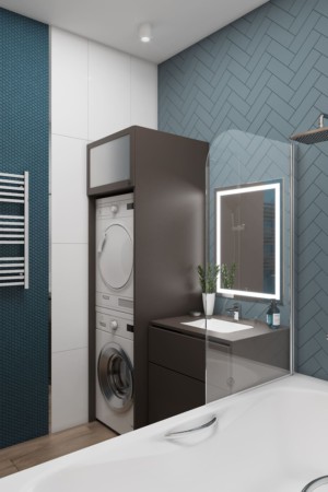 Ванная комната, дизайн проект, ванна, раковина, смесители, встроенная стиральная машина, дизайн студия Васильевой Дарьи